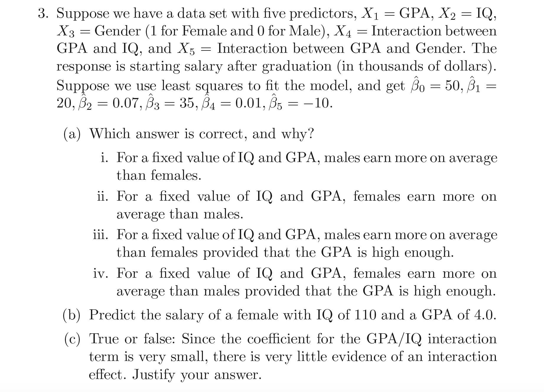 Islr Chapter 3 Linear Regression Part 4 Exercises Conceptual Amit Rajan Blog 5963